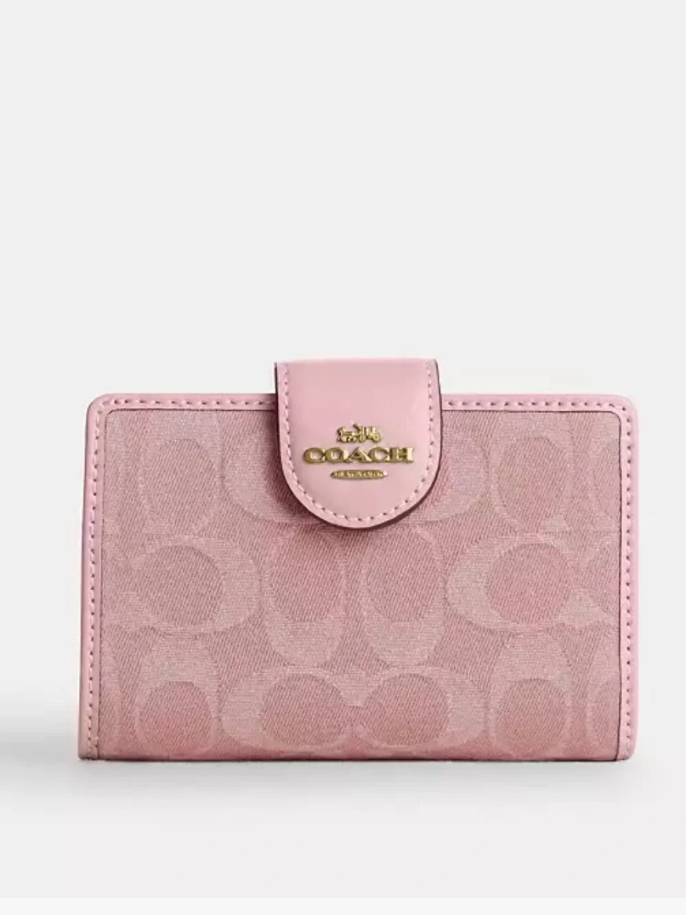 Coach Medium Corner Zip Wallet In Signature Pink Denim